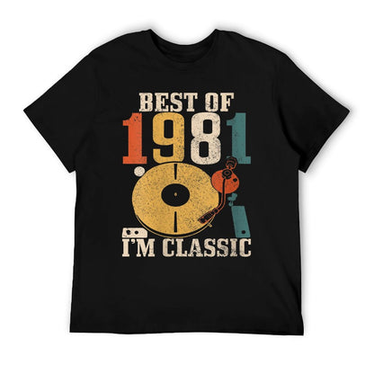 Womens Best Of 1981 I&#39;m Classic 40th Birthday Gift Vintage Vinyl DJ  Moisture-wicking T-Shirt