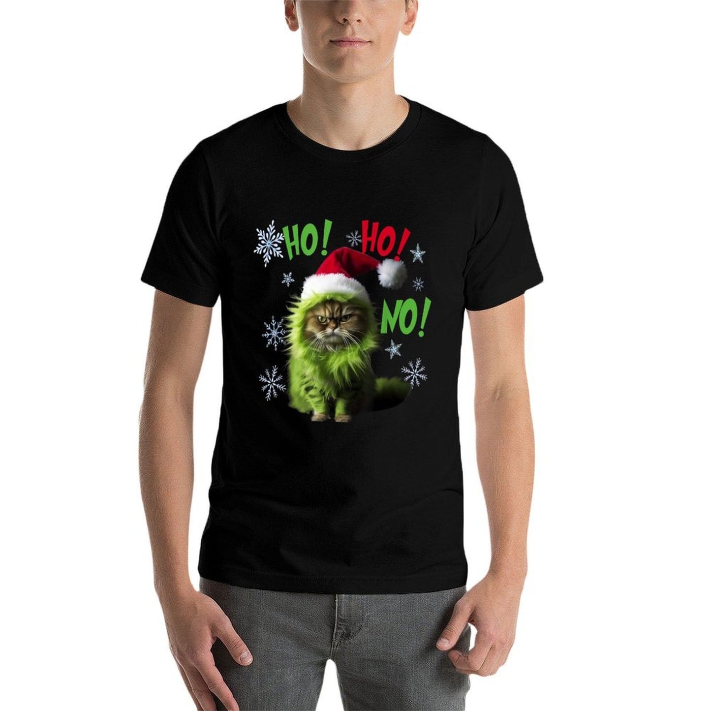Ho Ho No - Funny Bad Cat Christmas  Slim-fit Cut T-Shirt