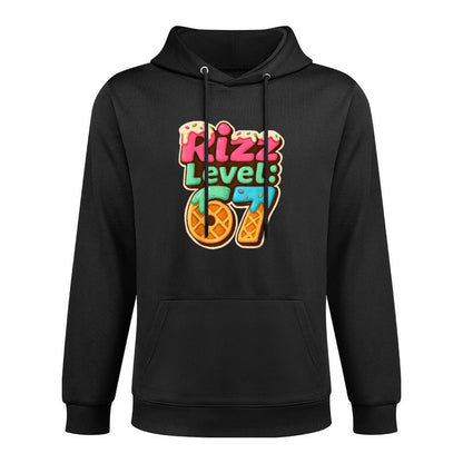 Funny Rizz Level 67 Ice Cream Gamer Style Graphic Colorfast Hoodie
