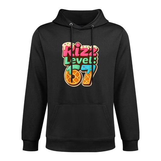 Funny Rizz Level 67 Ice Cream Gamer Style Graphic Colorfast Hoodie