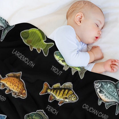 Types Of Freshwater Fish Species Fishing Throw Blanket
