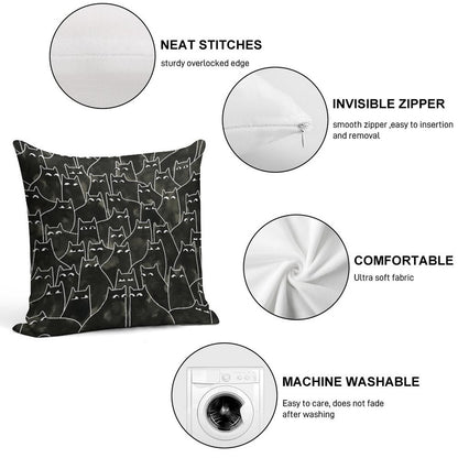 Suspicious Cats Soft High-Density Material Throw Pillow