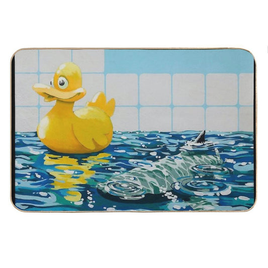 Banksy Painting Rubber Duck And Shark Bath Mat