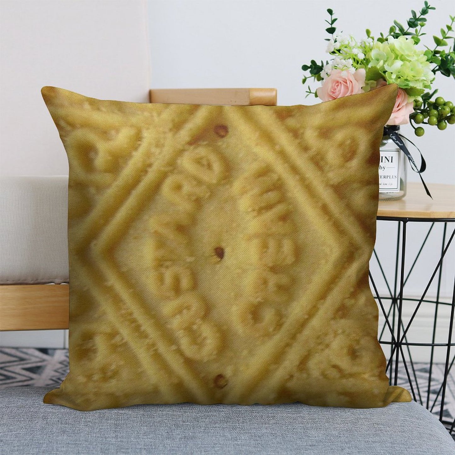 Custard Cream Linen Throw Pillow Cover