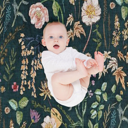 Hana Floral (teal) Throw Blanket