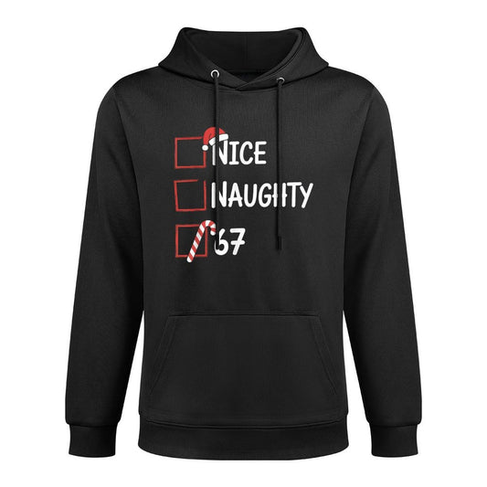 Christmas Nice Naughty 67 Brainrot Funny 6-7 Meme Slang Kangaroo Pocket Hoodie