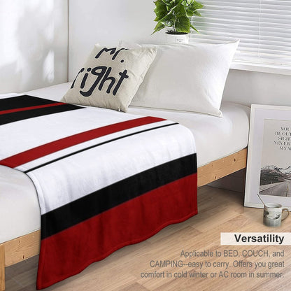 Red Black White Abstract Stripes Throw Blanket