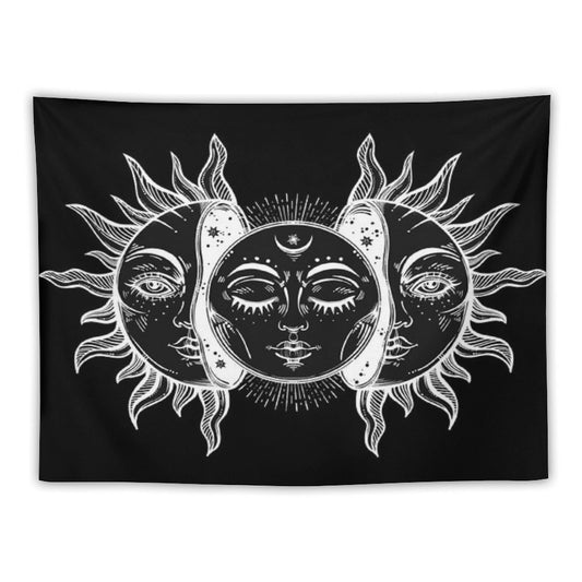Vintage Sun And Moon Solar Eclipse Tapestry