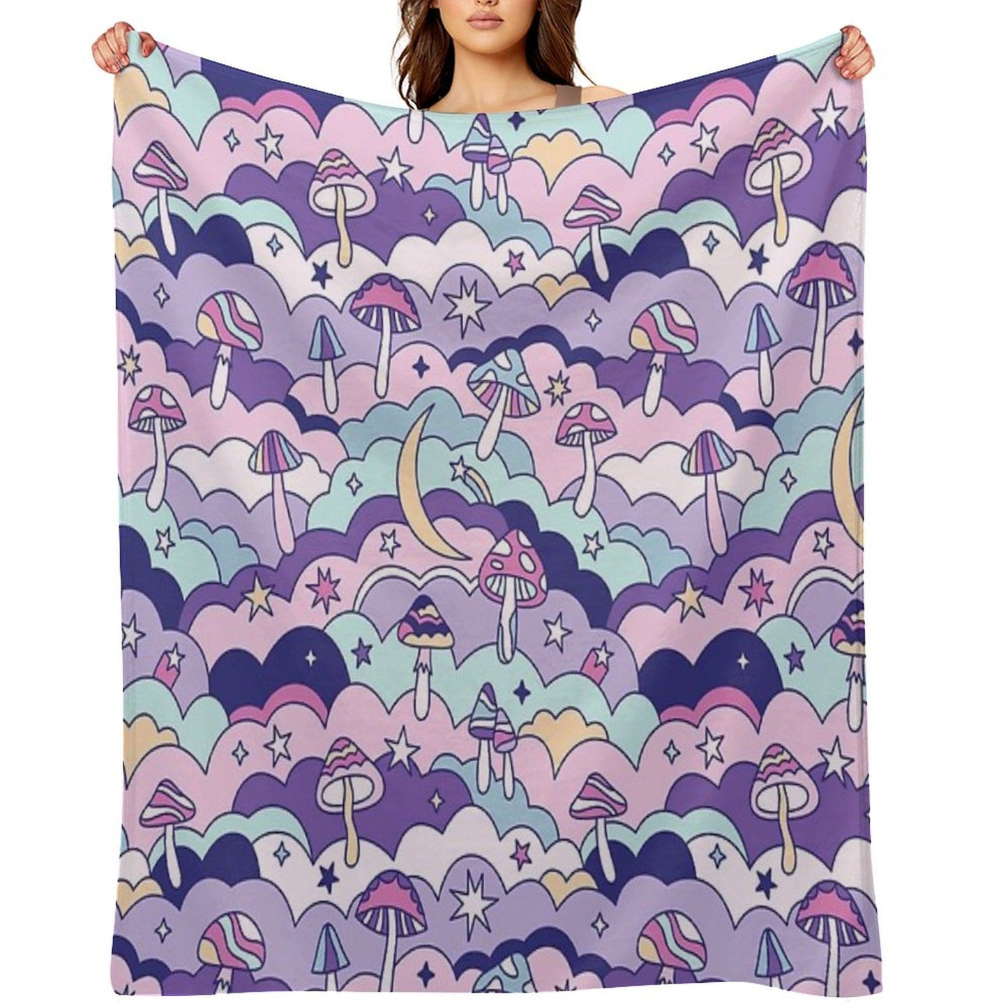 Cosmic Mushrooms Throw Blanket