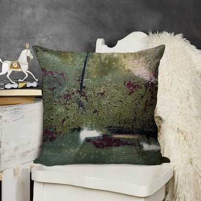 Sage And Plum Textured Abstract Linen Throw Pillow Cover