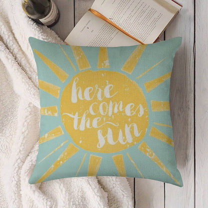 Here Comes The Sun Linen Throw Pillow Cover
