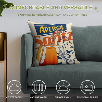 Aperol Spritz Art Print Soft Anti-Pilling Throw Pillow