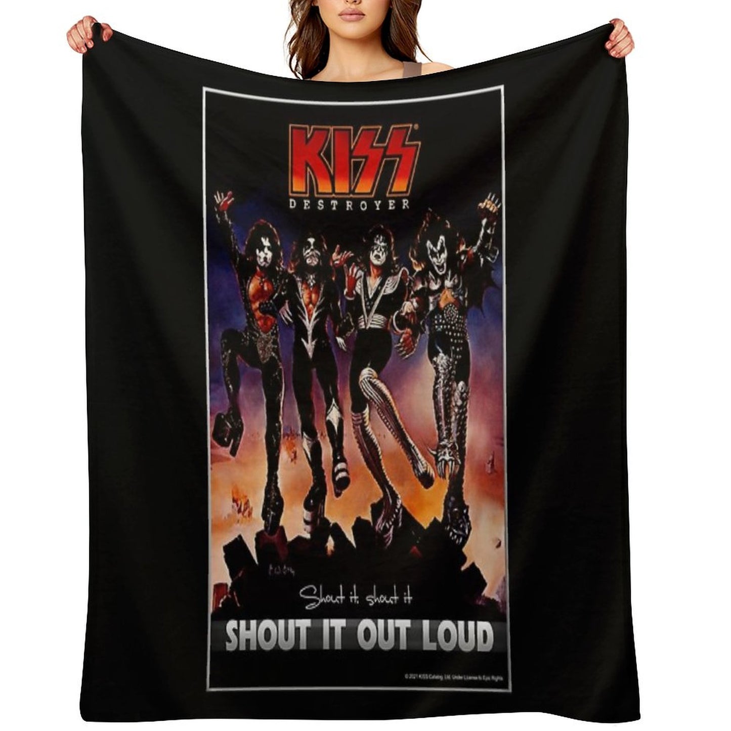 KISS ® The Band - Destroyer - Shout It Out Loud Lyrics Throw Blanket