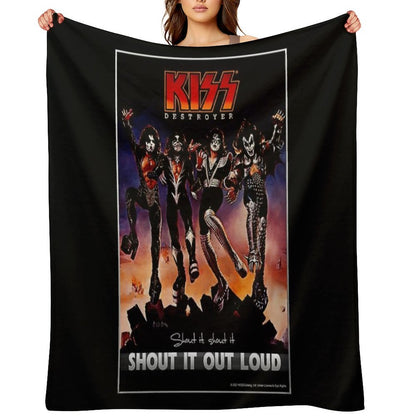 KISS ® The Band - Destroyer - Shout It Out Loud Lyrics Throw Blanket