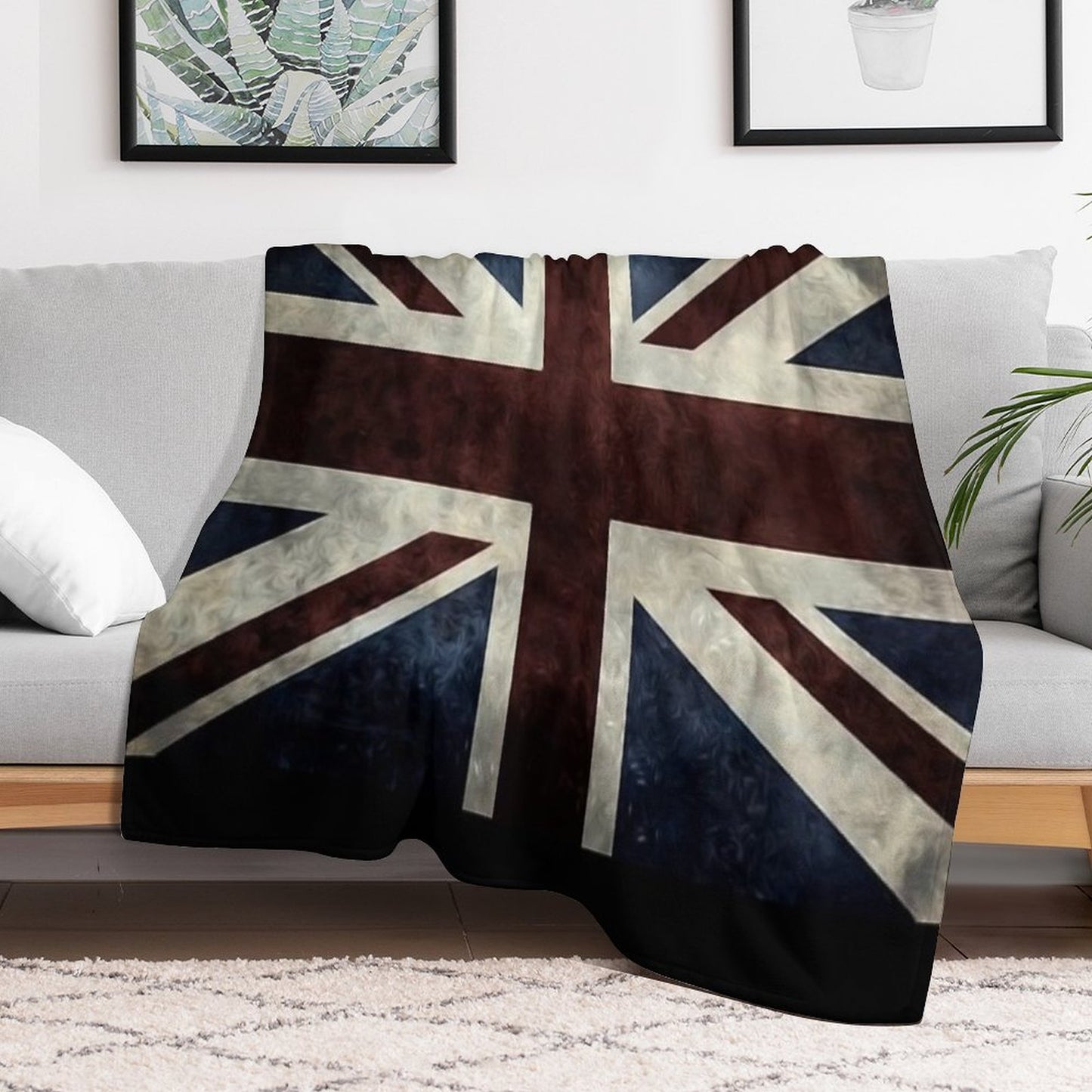 A Grunge Looking Distressed Union Jack Uk Version Throw Blanket