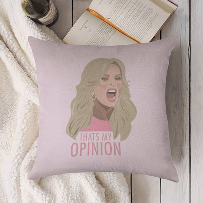 Tamra Judge Thats My Opinion Linen Throw Pillow Cover