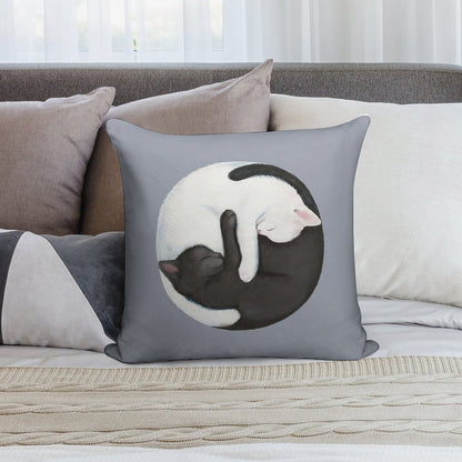 Yin Yang Balancing Cats Soft Bedroom Essential Throw Pillow