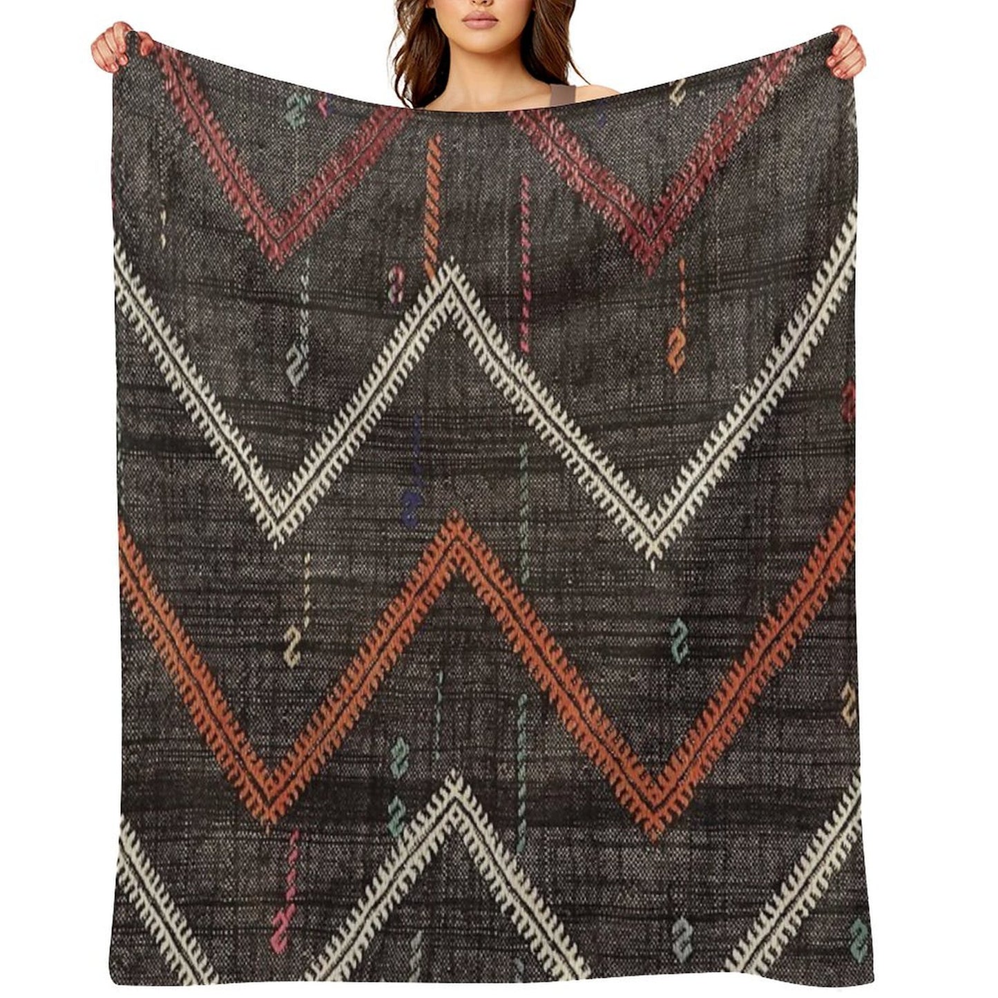 Old Kilim Fragment Throw Blanket