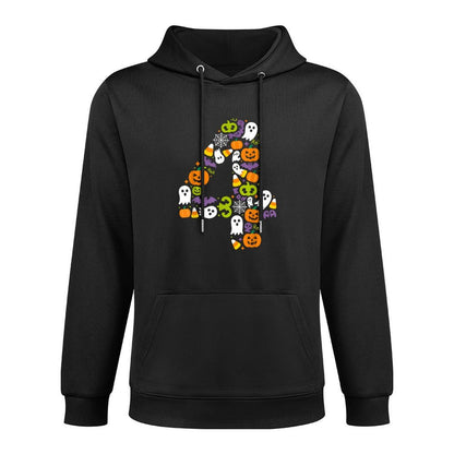 Halloween Birthday Number Four Pumpkin Ghost Kids Breathable Fabric Hoodie