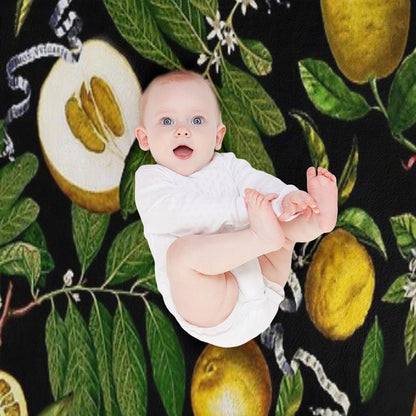 Lemon Tree - Black Throw Blanket