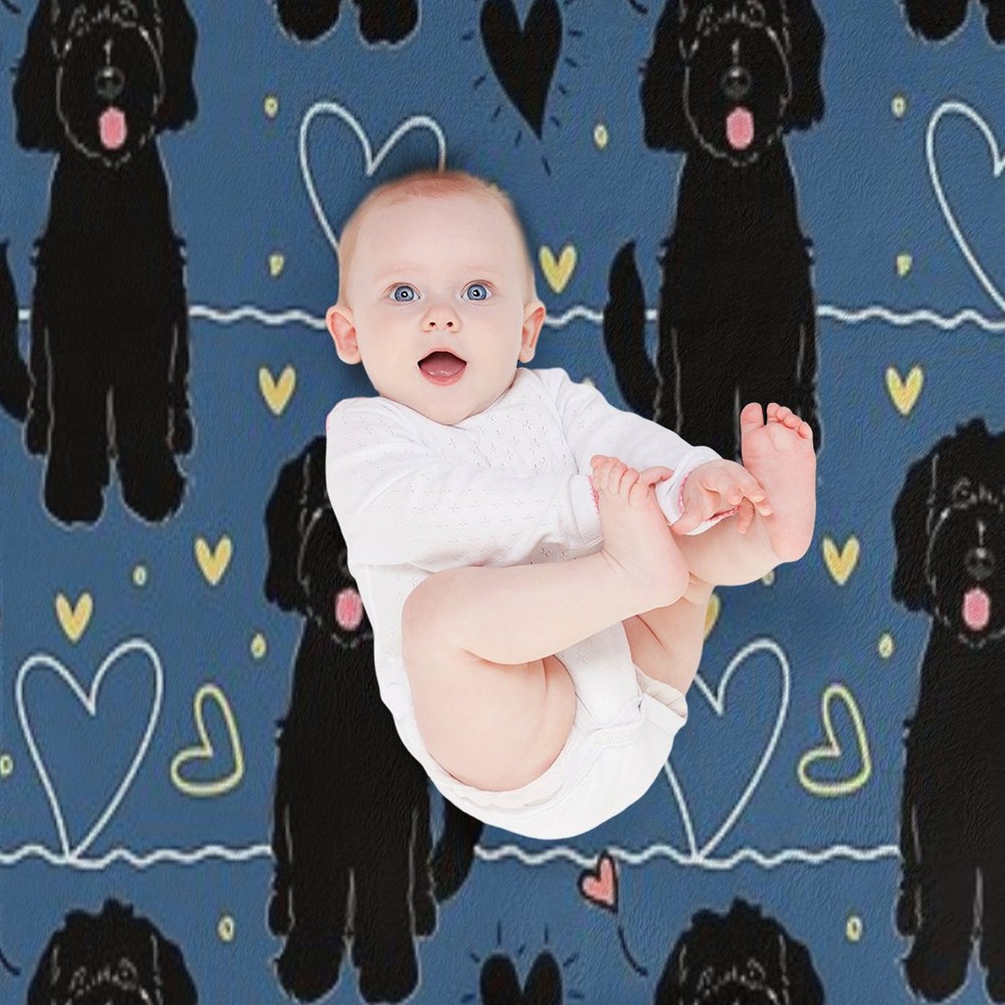 LOVE Black Goldendoodle Dog Throw Blanket