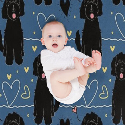 LOVE Black Goldendoodle Dog Throw Blanket