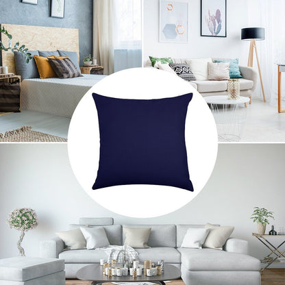 Navy Blue Solid Color Linen Throw Pillow Cover