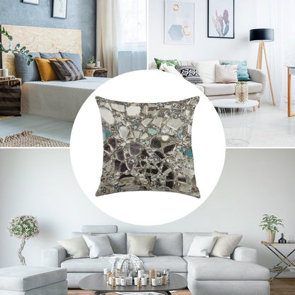 Photographic Image Sparkly Silver Glitter, Glass And Mirror Linen Throw Pillow Cover