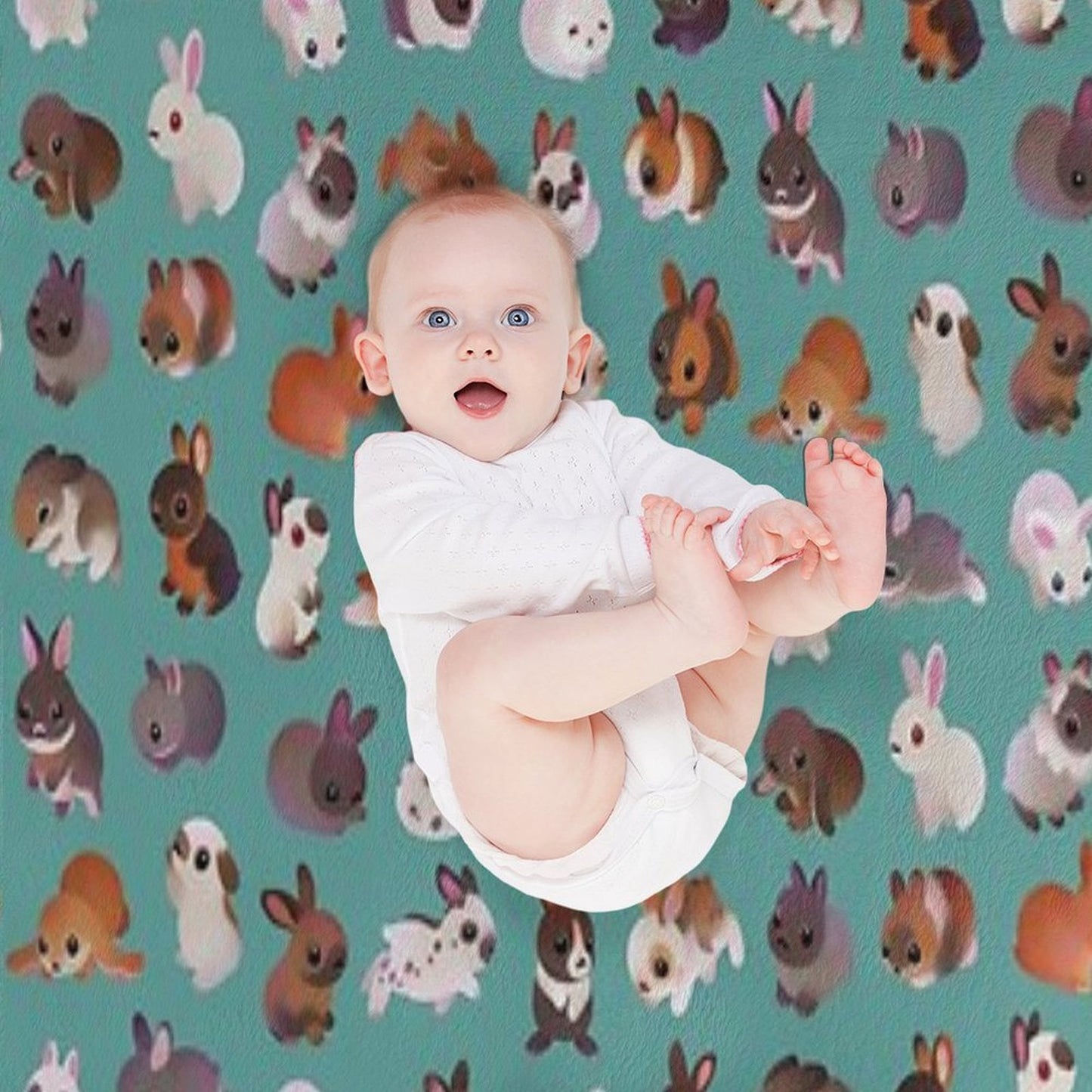 Bunny Day - Green Throw Blanket