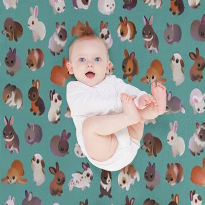 Bunny Day - Green Throw Blanket