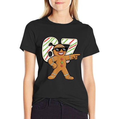 Funny 6 7 Six Seven 67 Meme Gingerbread Man Christmas  Polyester Blend T-Shirt