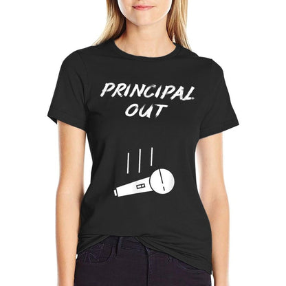 Retired Principal Out Retirement Mic Drop End Of Year Funny T-Shirt