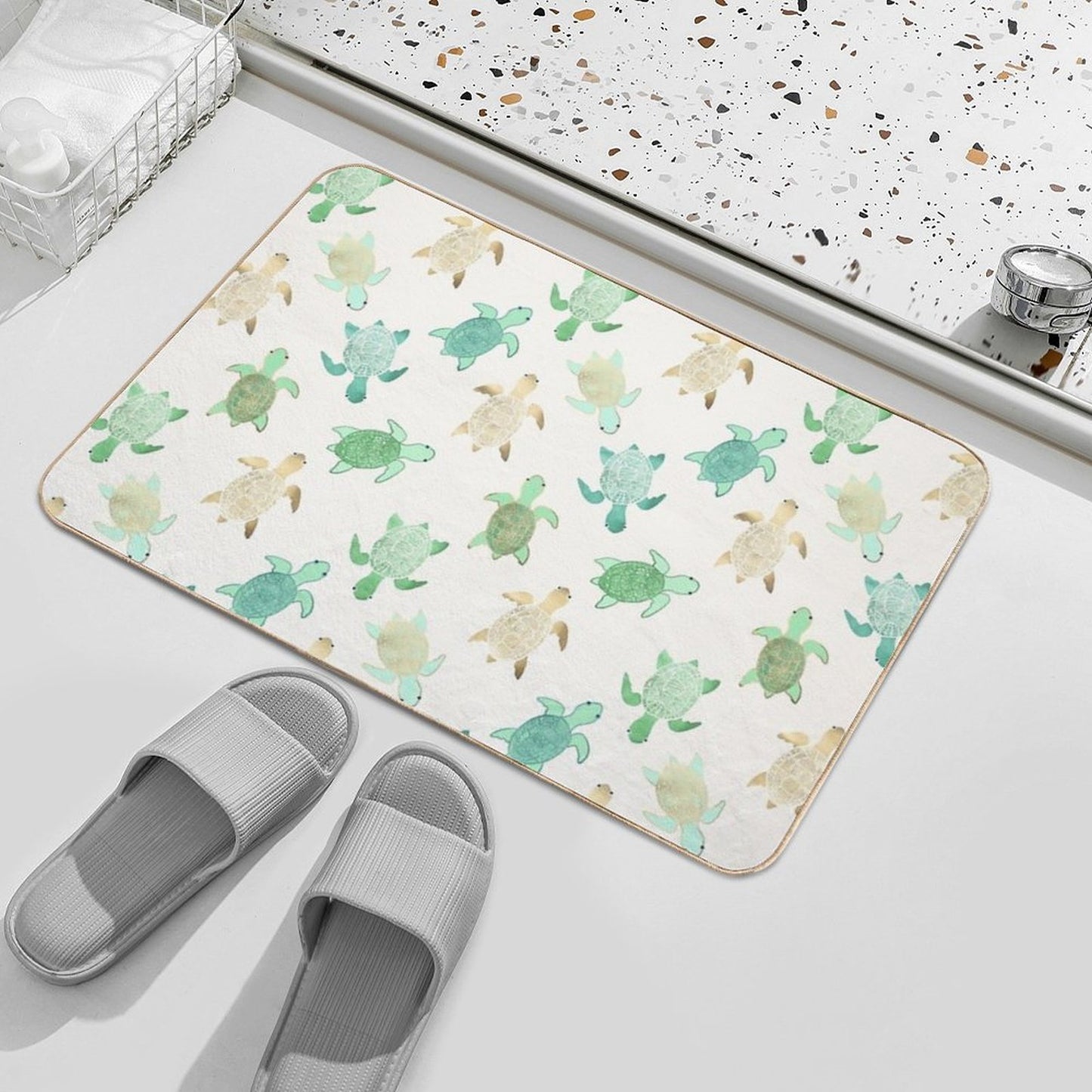 Gilded Jade & Mint Turtles Bath Mat