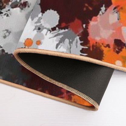 Orange And Grey Paint Splatter Bath Mat