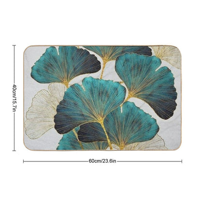Golden Turquoise Roses Bath Mat