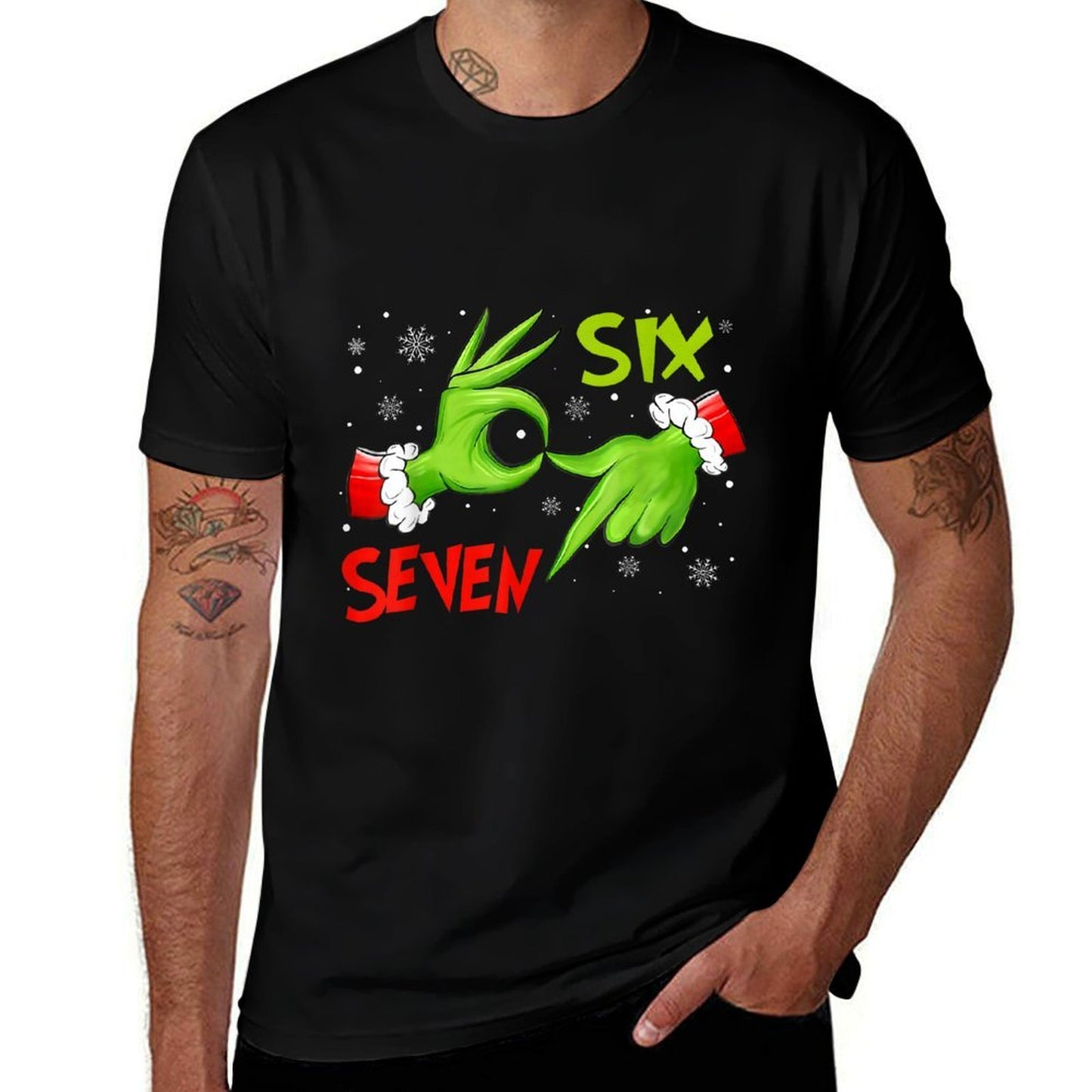 Funny Six Seven 67 Meme 6 7 Christmas Elf Hand Boys Girls  Relaxed-fit T-Shirt