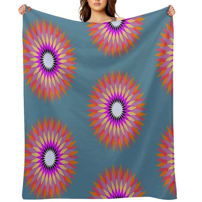 Psychedelic Geometric Flower Mandala Throw Blanket