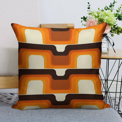 Mid-Century Modern Meets 1970s Orange Linen Throw Pillow Cover