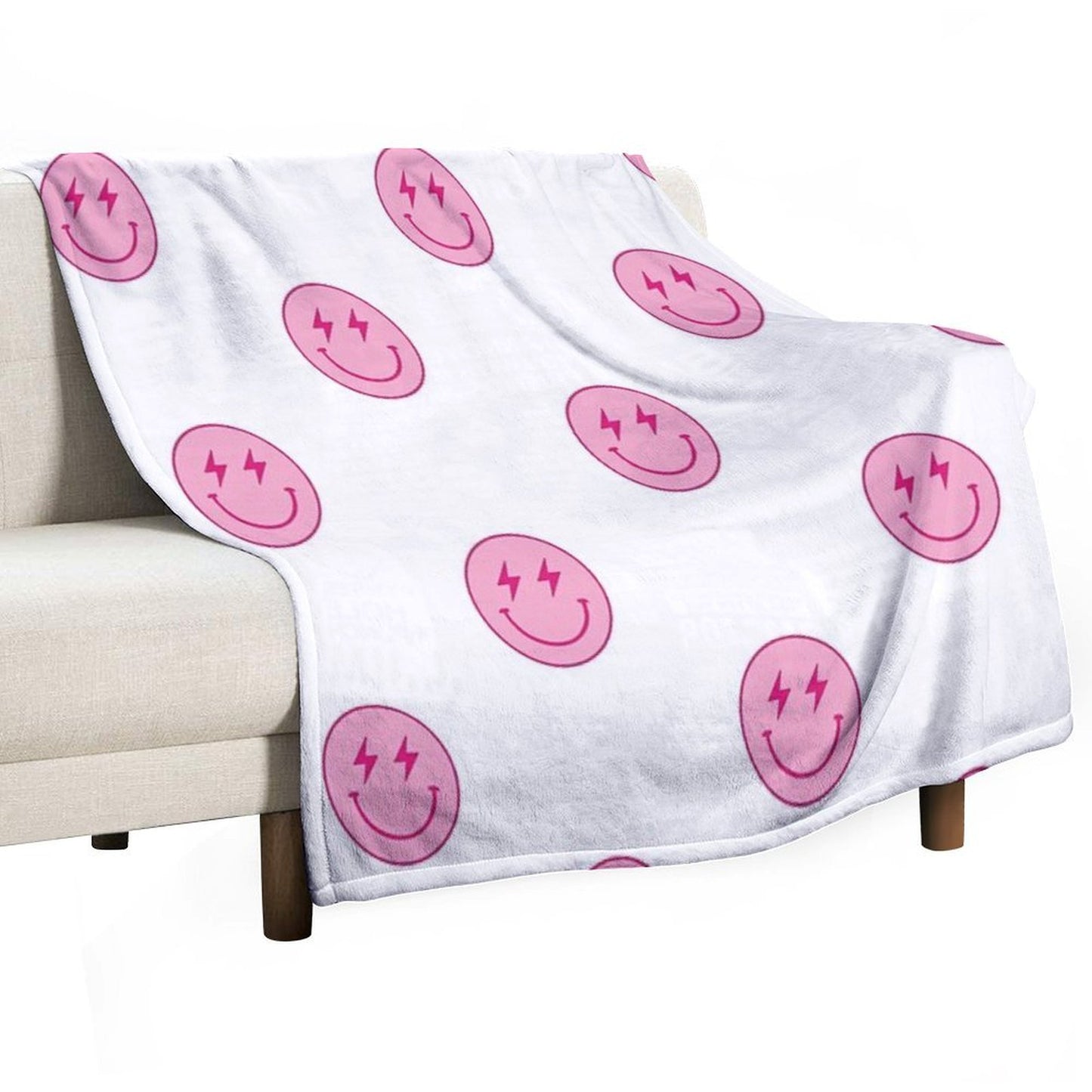 Hot Pink Lighting Bolt Smiley Face Throw Blanket