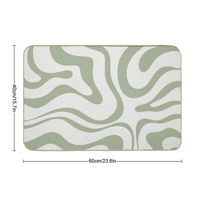 Modern Liquid Swirl Abstract Pattern in Sage Green Tones Bath Mat