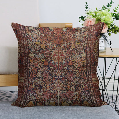 Persian Vintage Antique Carpet Nature Fine Art Linen Throw Pillow Cover