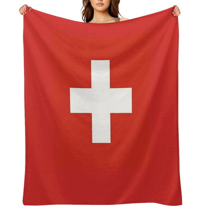 Switzerland National Flag T-Shirt - Swiss Sticker Bedspread Duvet Throw Blanket