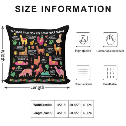 12 Signs That You Are Secretly A Llama Gifts For Llama Lovers Soft Shrink-Resistant Throw Pillow