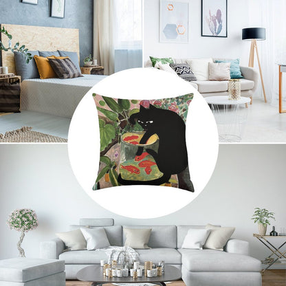 Matisse's Goldfish And A Cat Linen Throw Pillow Cover