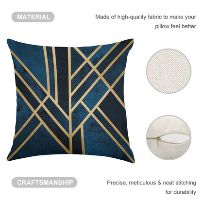 Art Deco Midnight Linen Throw Pillow Cover