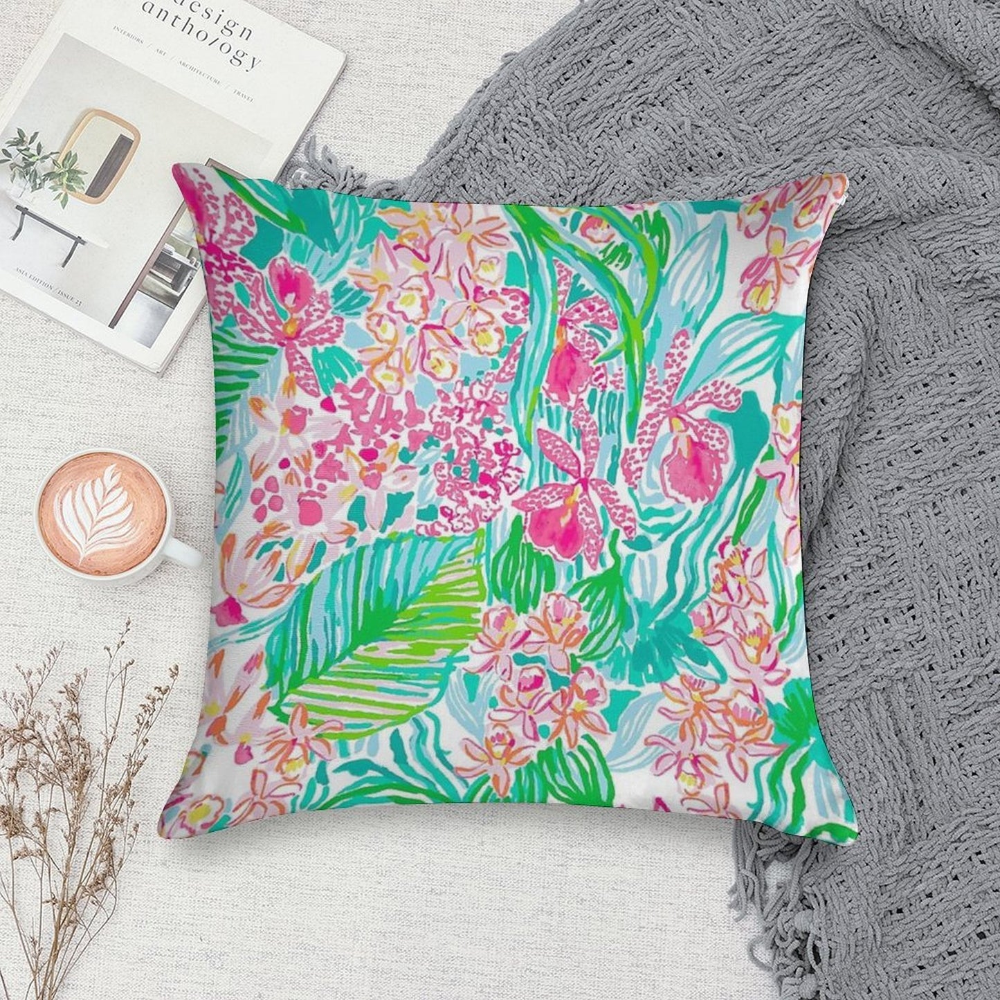 Orchid Summer Soft Home Decor Throw Pillow