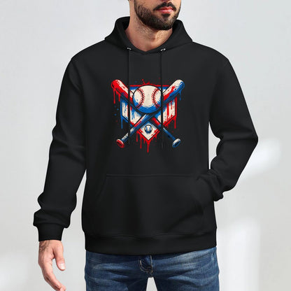 American Baseball Drip for Boys Graffiti Ball And Bat Youth Shape Retention Hoodie