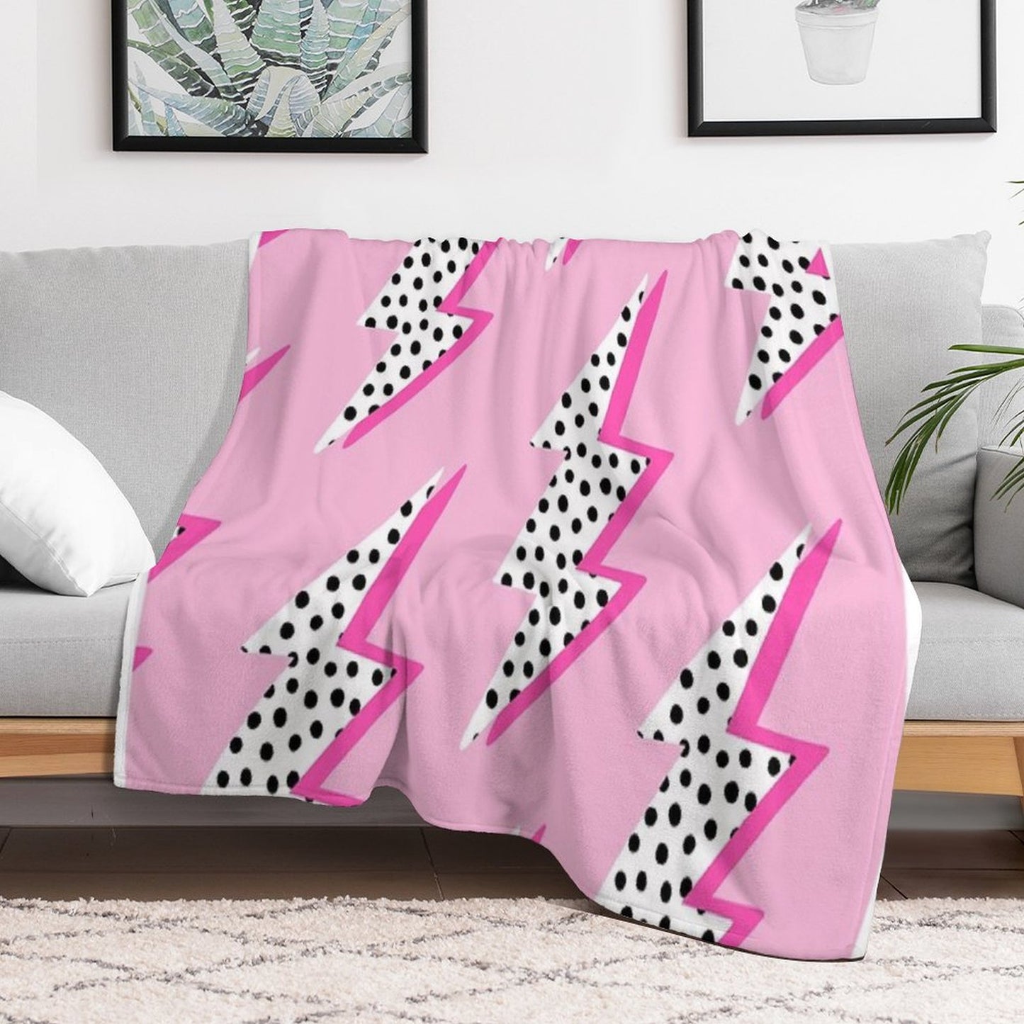 Pink Lightning Bolt Throw Blanket