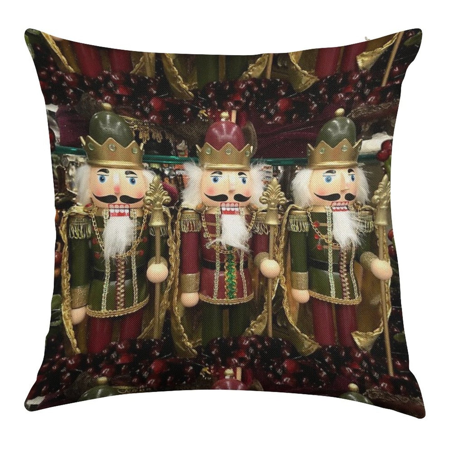 Christmas Nutcracker Trio Linen Throw Pillow Cover