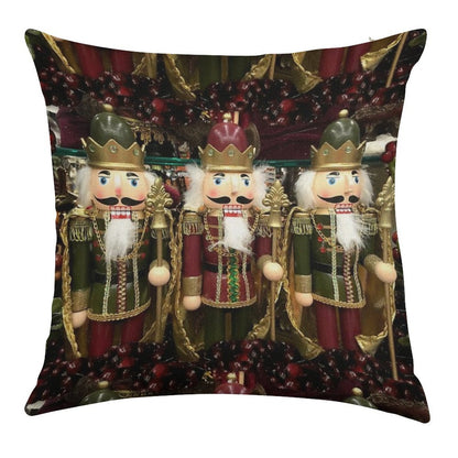 Christmas Nutcracker Trio Linen Throw Pillow Cover